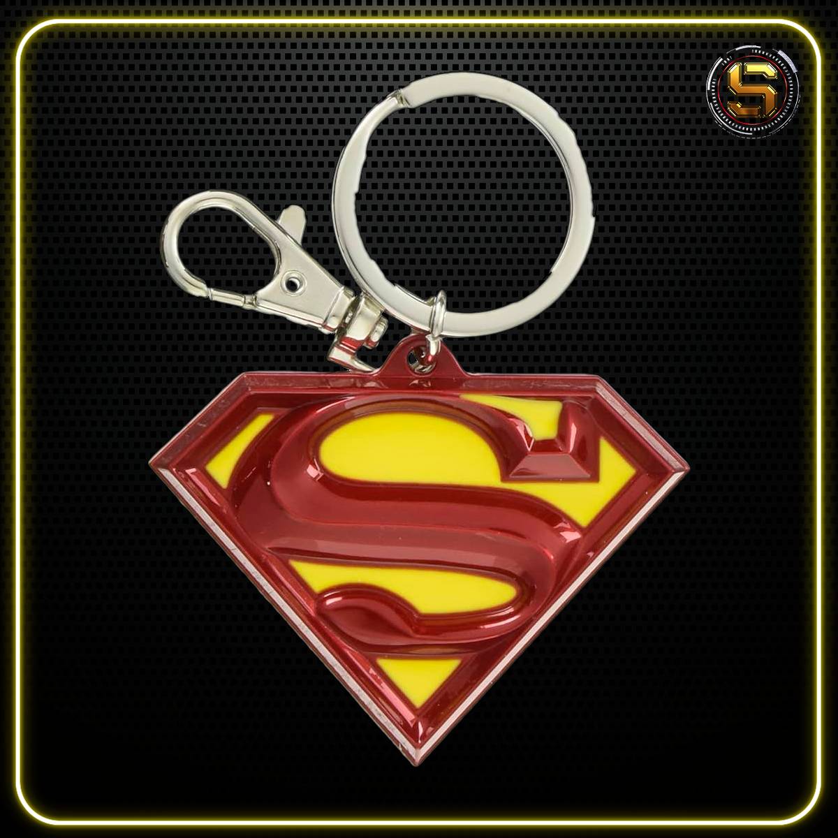 MONOGRAM DC SUPERMAN LOGO COLORED PEWTER KEY RING