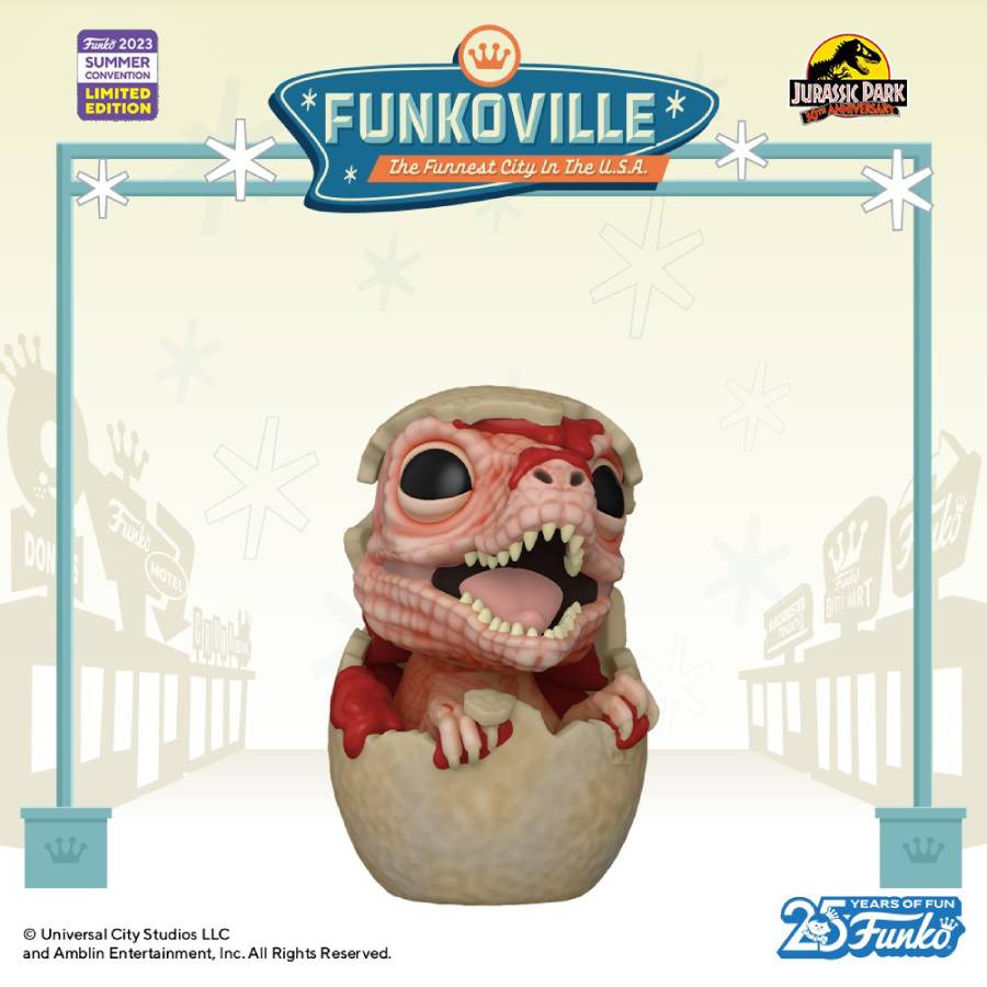 FUNKO POP MOVIES JURASSIC PARK HATCHING RAPTOR SDCC 2023 EXCLUSIVO SAHARIS