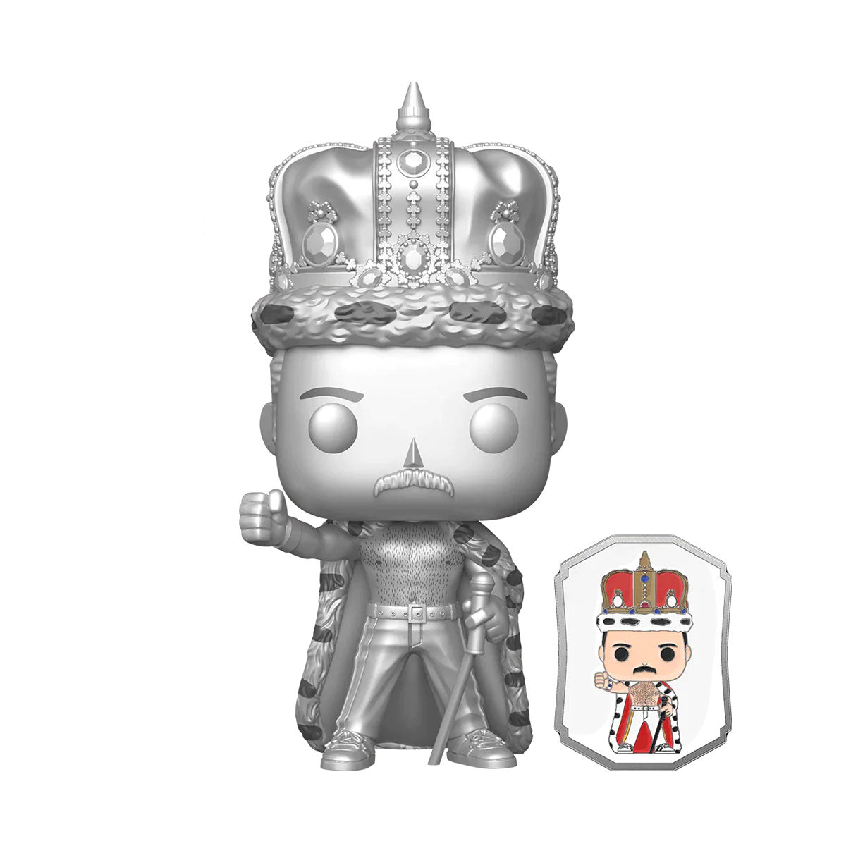 FUNKO POP ROCKS QUEEN FREDDIE MERCURY KING PLATINUM W/PIN 184 EXCLUSIVO SAHARIS